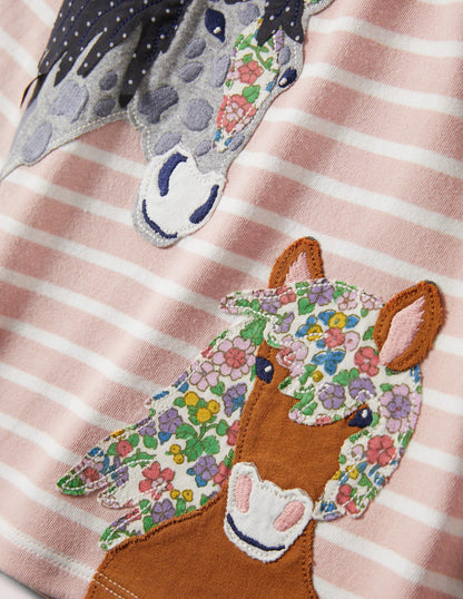 Front & Back T-shirt-Provence Dusty Pink Horses