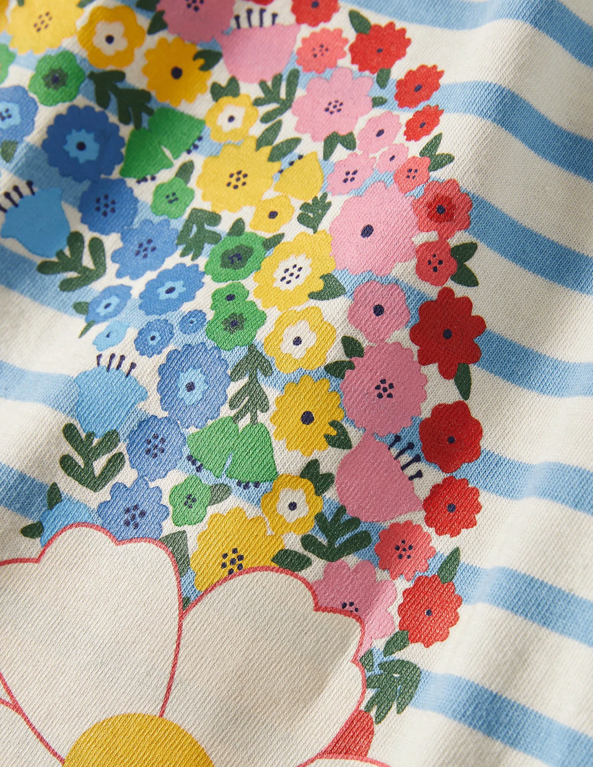 Graphic Printed T-shirt-Ivory/Surfboard Blue Rainbow