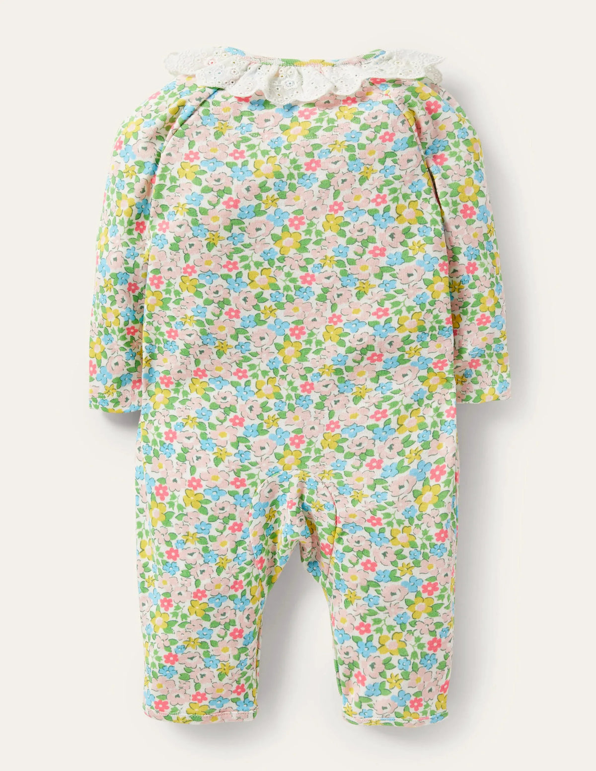 GOTS Organic Ruffle Romper-Aqua Spring Floral