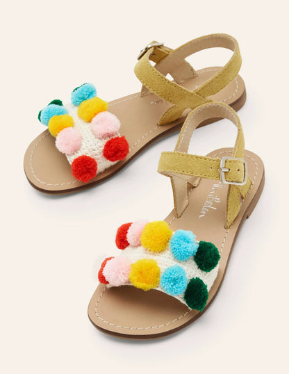 Crochet Sandals-Multi Pom Poms