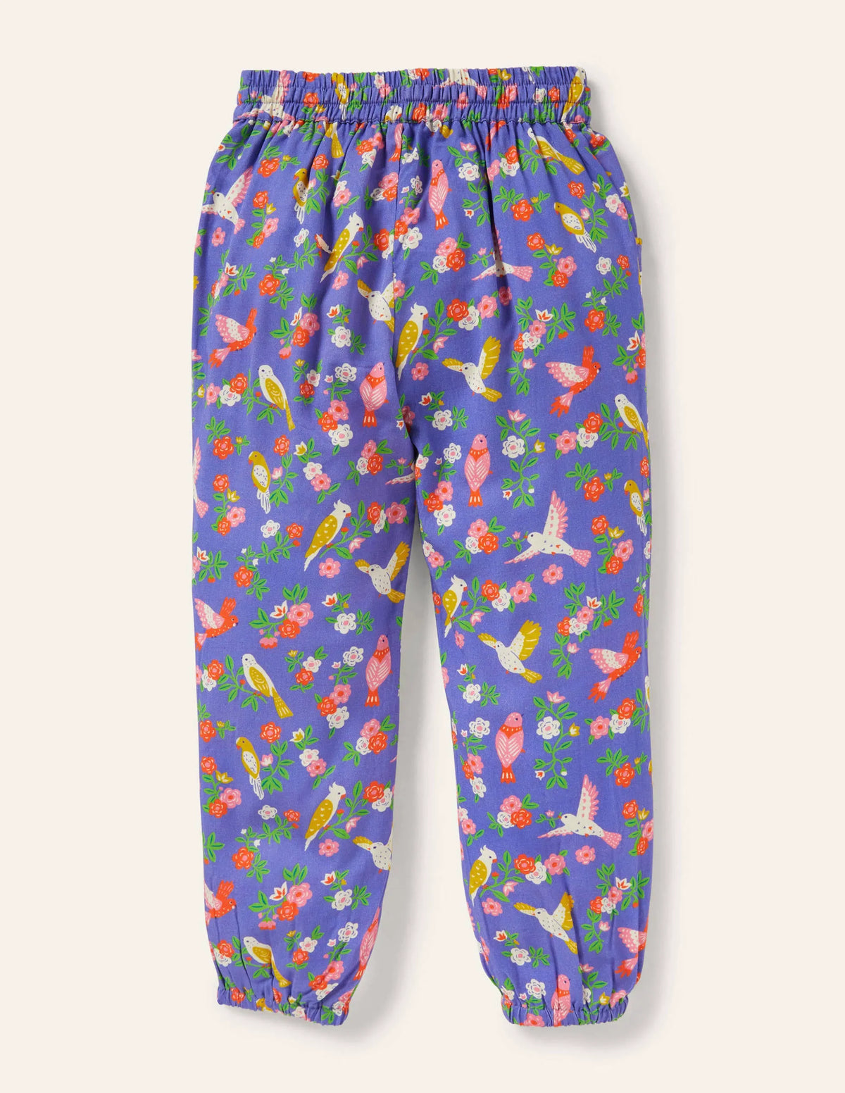 Relaxed Woven Printed Pants-Bluebell Tropical Garden