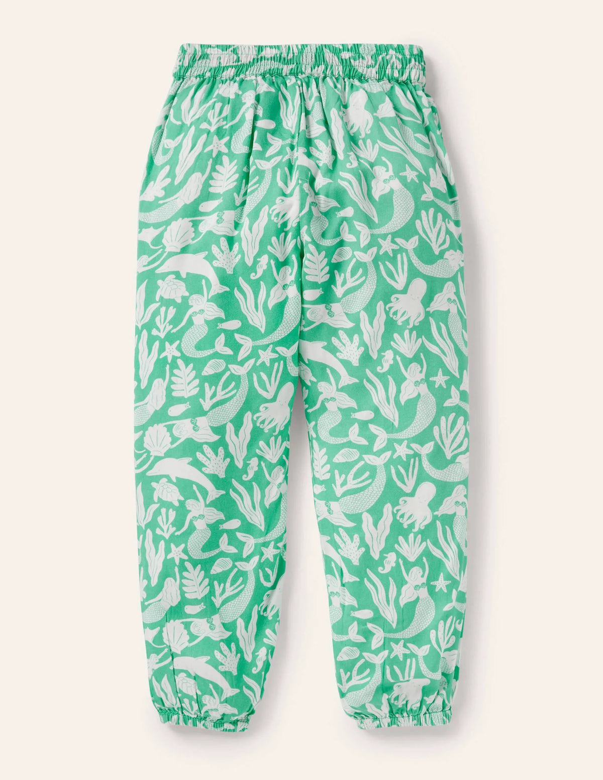 Relaxed Woven Printed Pants-Tropical Green Mermaids