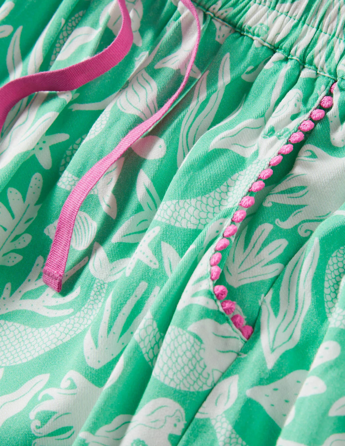 Relaxed Woven Printed Pants-Tropical Green Mermaids