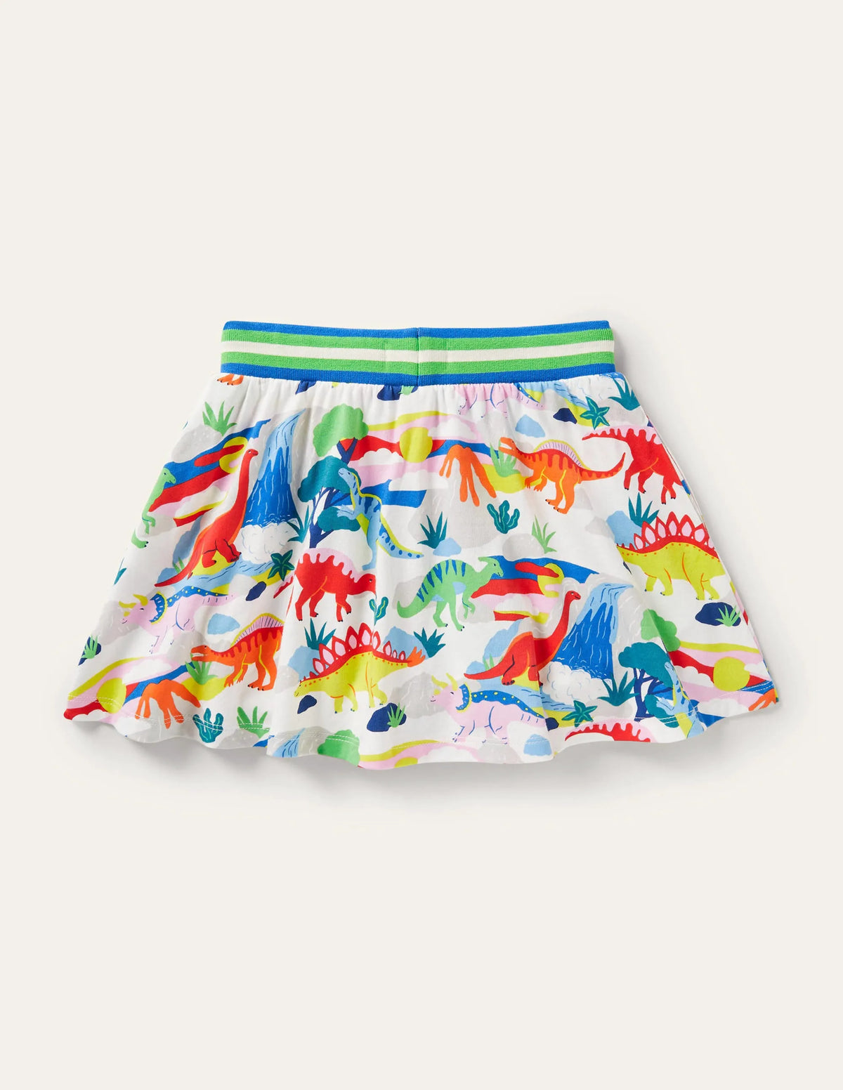 Printed Jersey Skort-Ivory Dinosaur Sunset