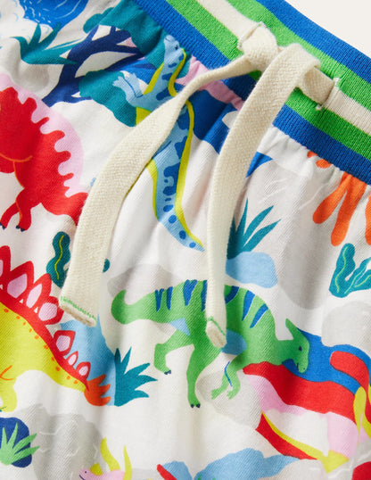 Printed Jersey Skort-Ivory Dinosaur Sunset