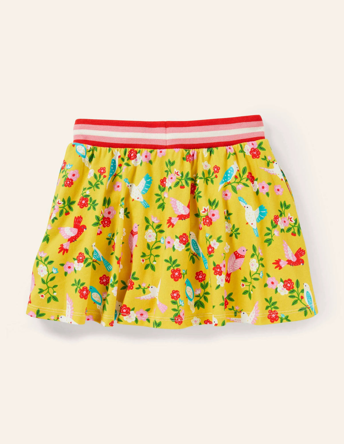 Printed Jersey Skort-Sweetcorn Yellow Parrots