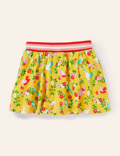 Printed Jersey Skort-Sweetcorn Yellow Parrots