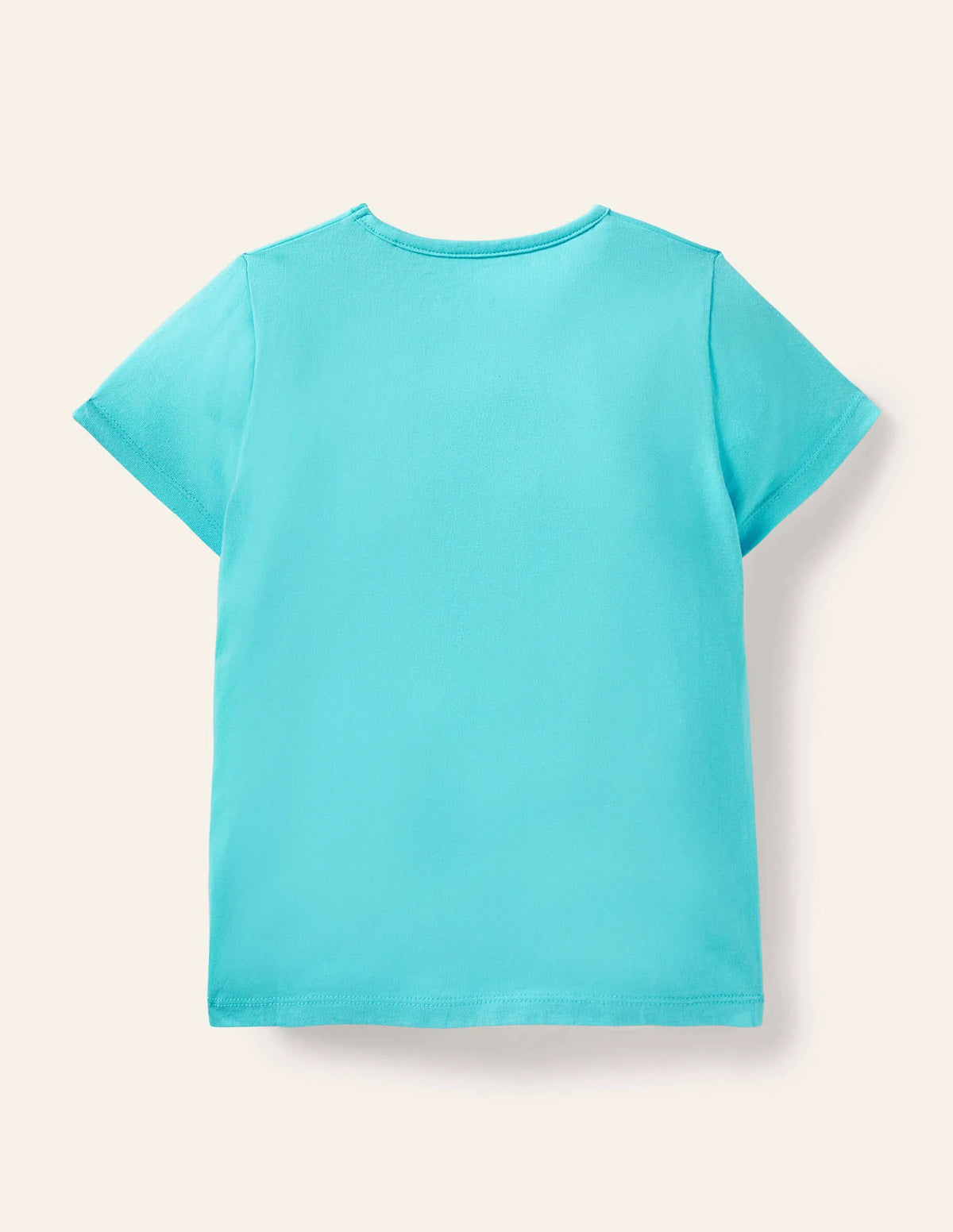 Short-sleeved Appliqué T-shirt-Turquoise Surfing Cats