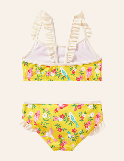 Frilly Strap Bikini Set-Sweetcorn Tropical Garden