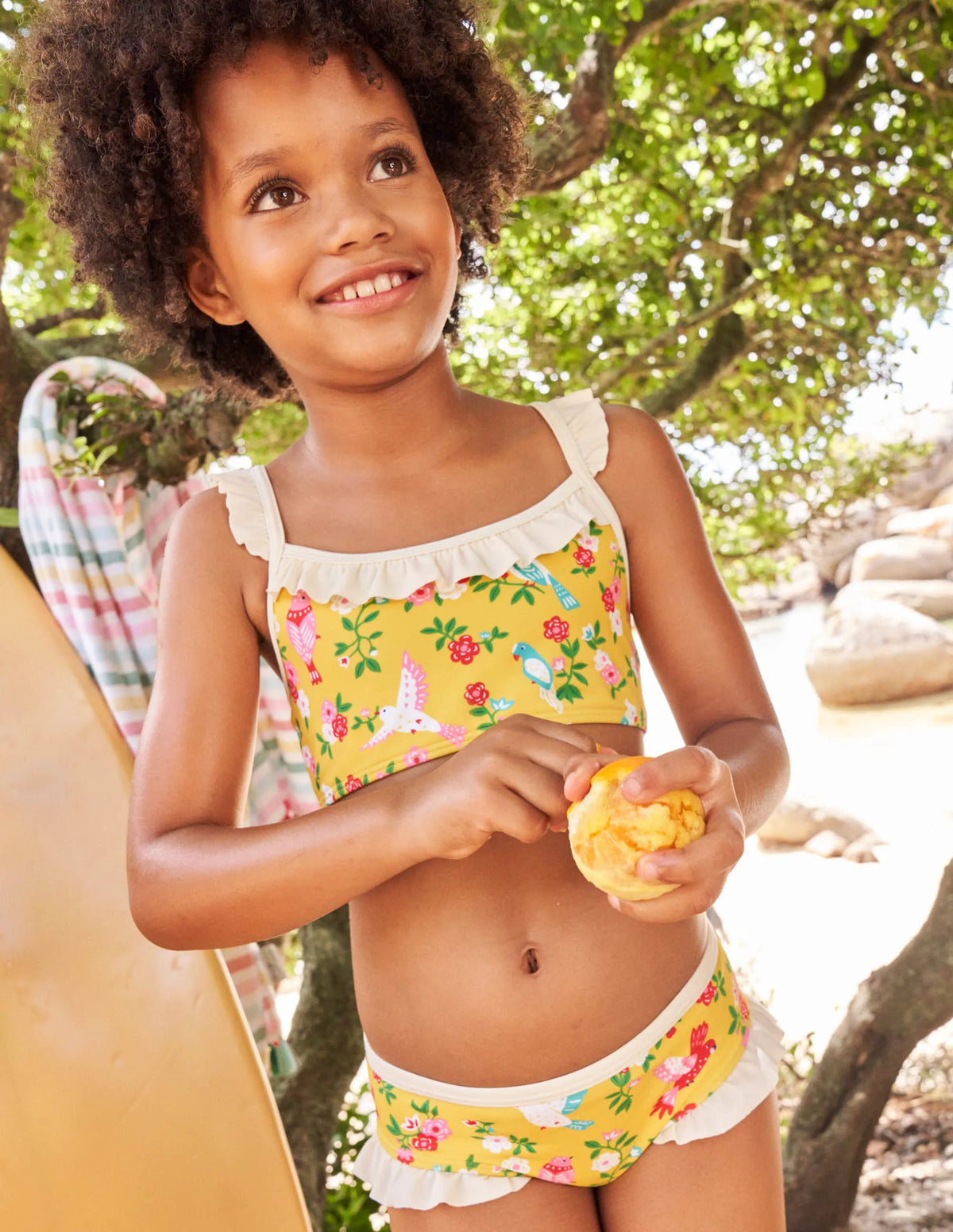 Frilly Strap Bikini Set-Sweetcorn Tropical Garden