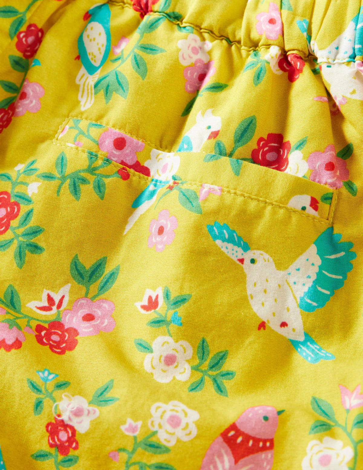 Frill Hem Printed Shorts-Sweetcorn Yellow Tropical
