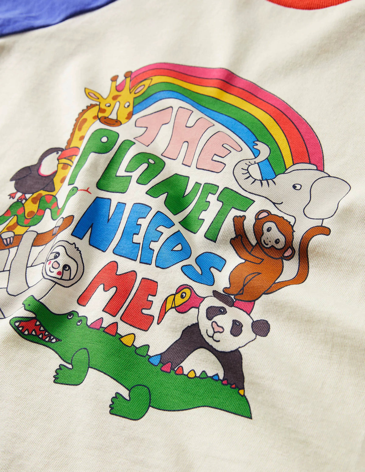 Printed Graphic Raglan T-shirt-Ivory Planet Needs Me