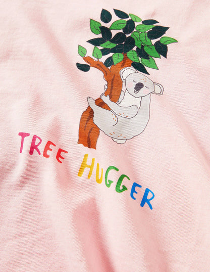 Printed Graphic Raglan T-shirt-Boto Pink Koala