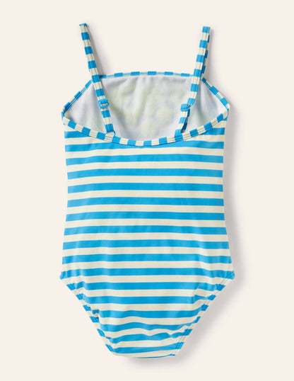 Embroidered Swimsuit-Malibu Blue Stripe