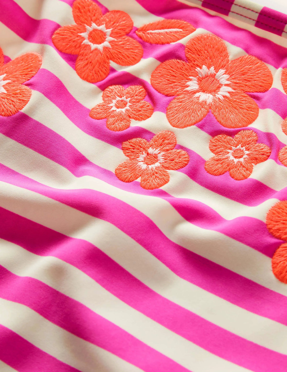 Embroidered Swimsuit-Pop Pansy Pink Stripe