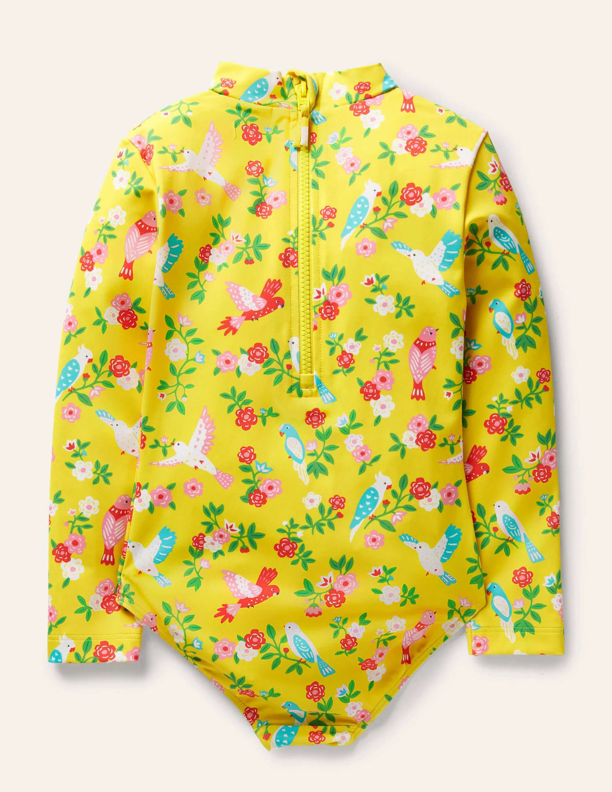 Long-sleeve Frilly Swimsuit-Sweetcorn Tropical Garden