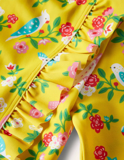 Long-sleeve Frilly Swimsuit-Sweetcorn Tropical Garden