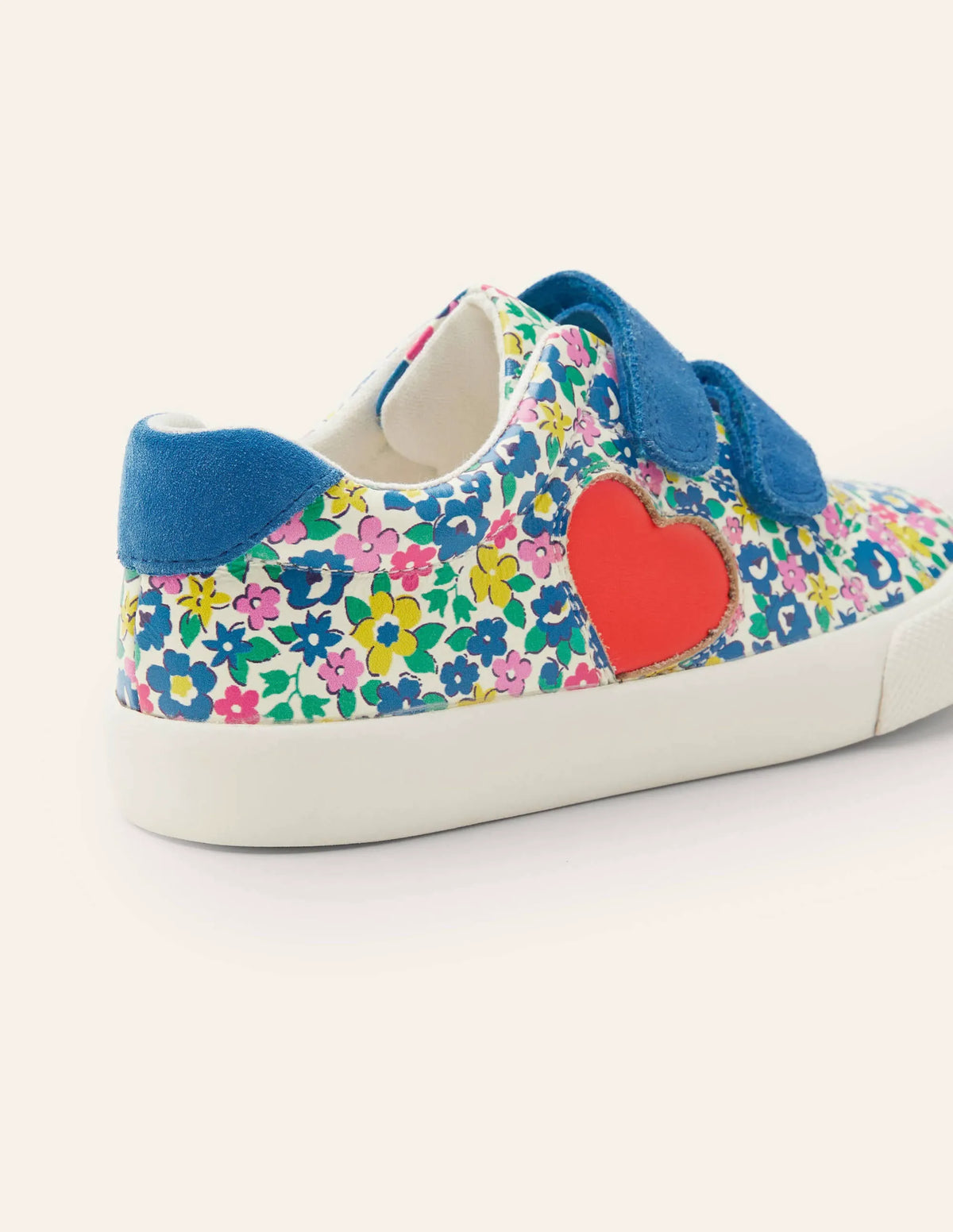 Fun Two Strap Sneakers-Floral Applique Heart