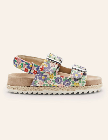 Leather Espadrille Sandals-Multi