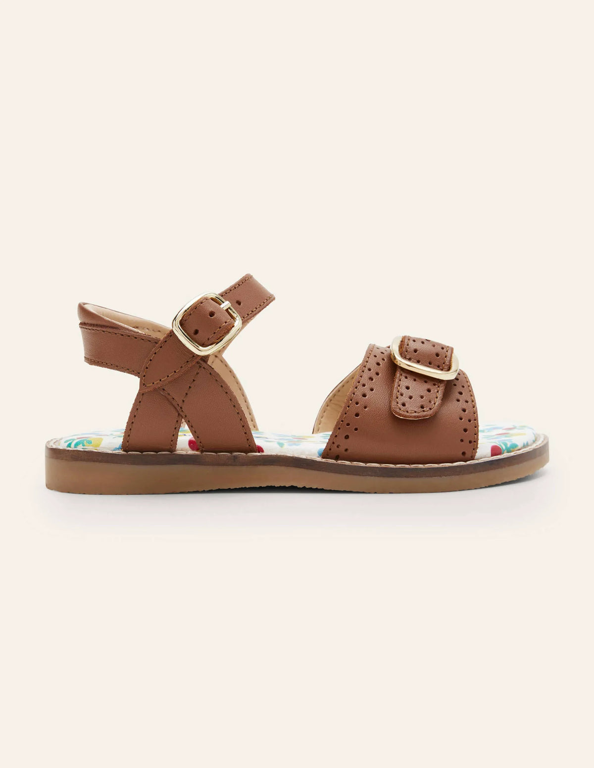 Leather Buckle Sandals-Tan Leather