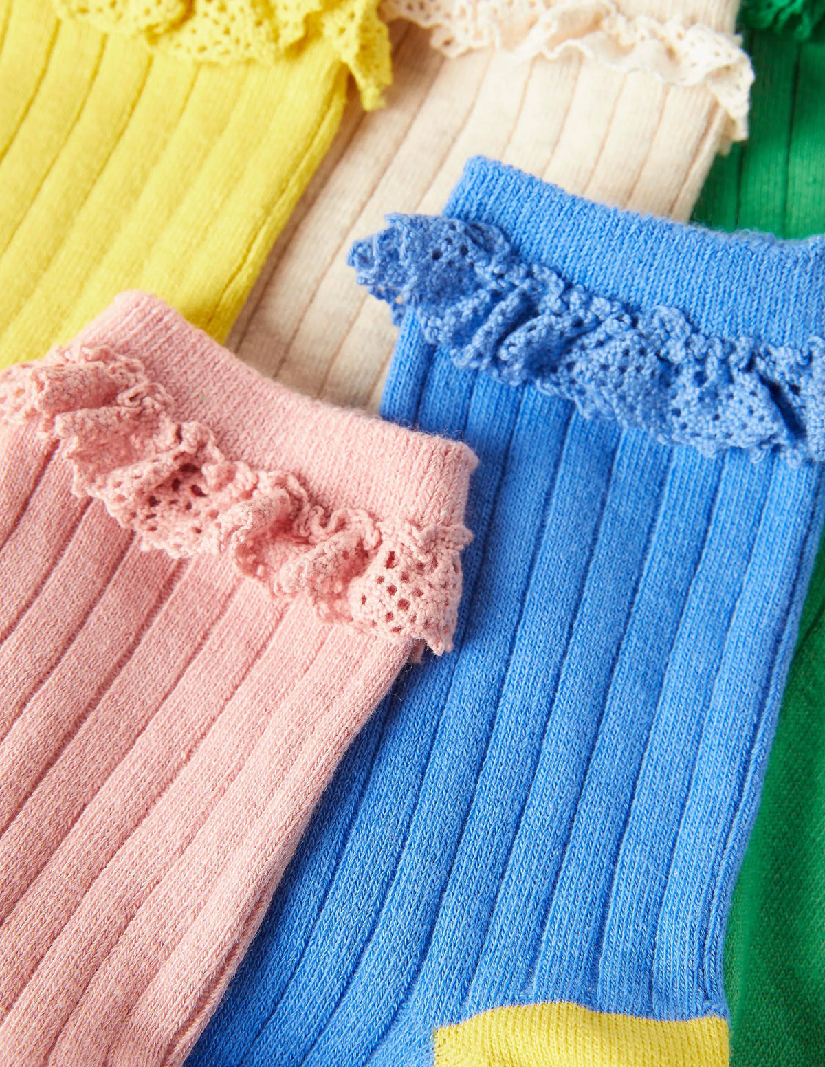 Ribbed Frilly Socks 5 Pack-Multi Pastel