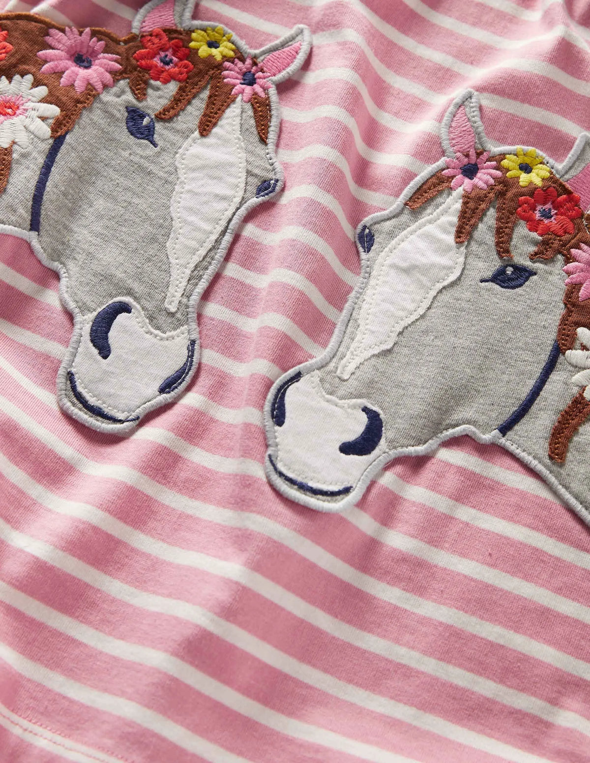 Appliqué Pocket Tunic-Almond Pink/Ivory Horse