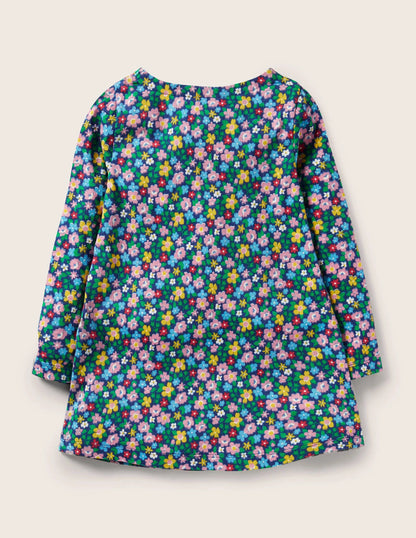 Appliqué Pocket Tunic-Starboard Blue Floral Alpaca
