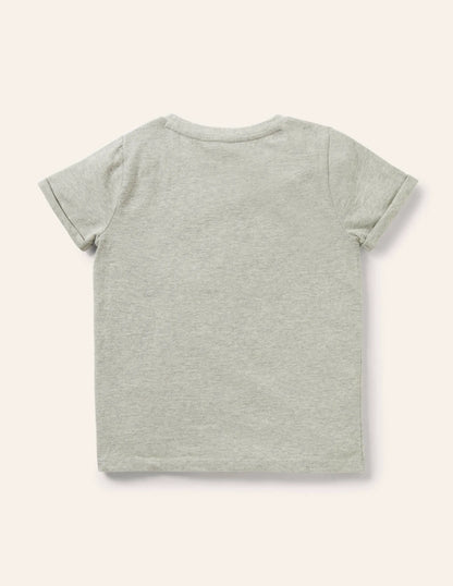 Star Pocket Slub T-shirt-Grey Marl