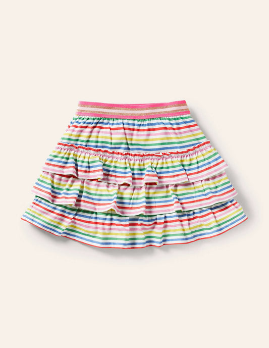 Jersey Ruffle Skort-Multi Stripe