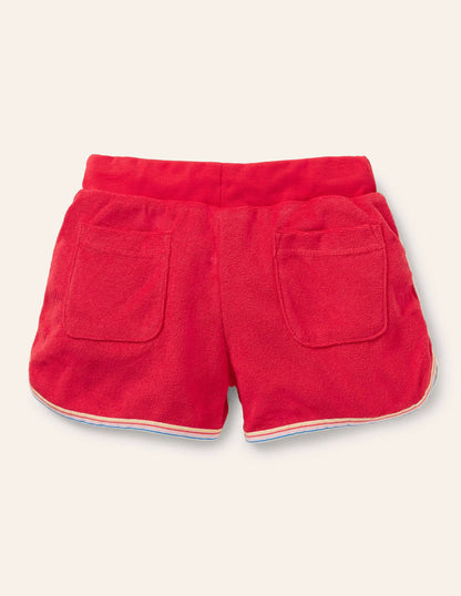 Retro Towelling Shorts-Fire Red
