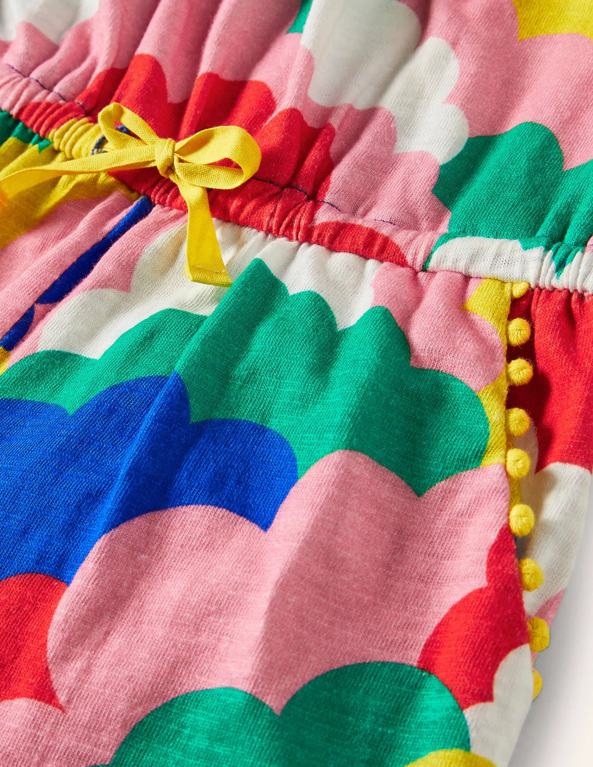 Charlie Pom Jersey Romper-Multi Geo Clouds