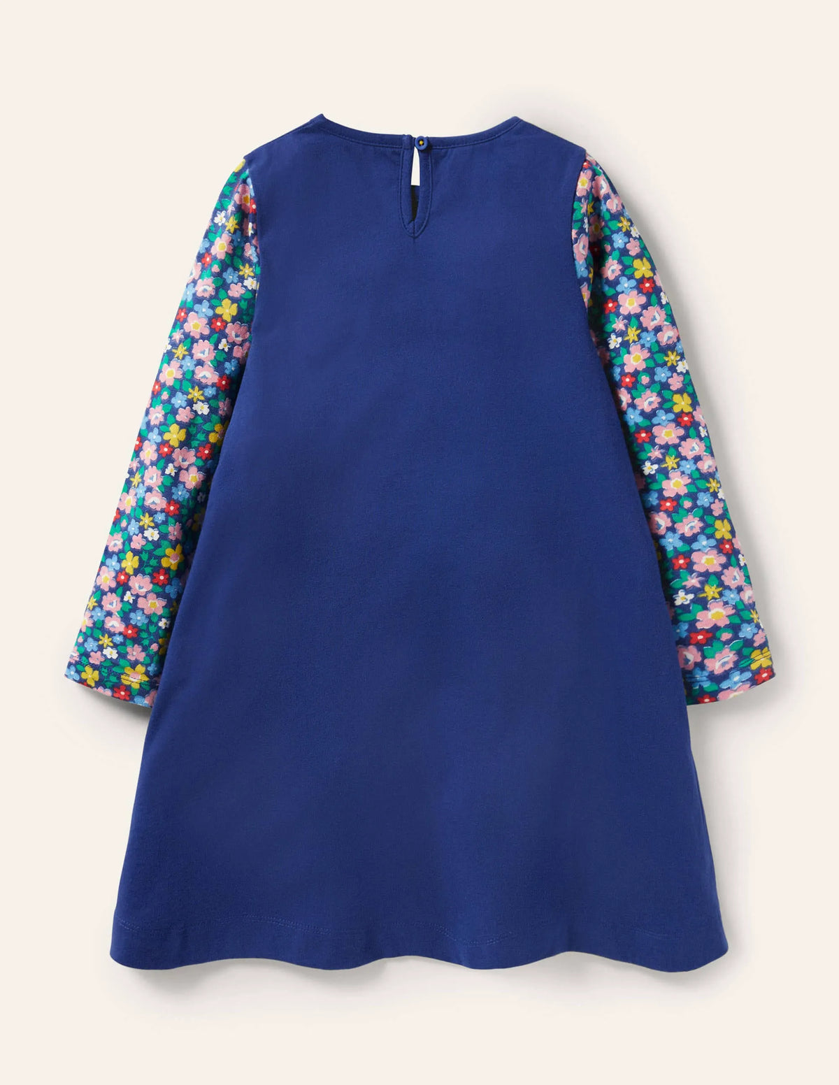 Long Sleeve Appliqué Dress-Starboard Blue Horse
