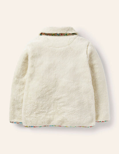 Zip-Through Teddy Jacket-Natural