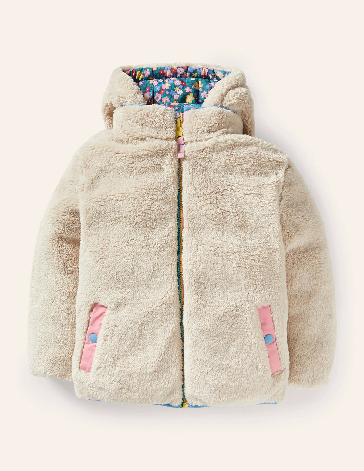 Reversible Printed Puffer-Starboard Blue Spring Floral