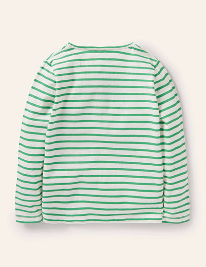 Big Appliqué T-shirt-Ivory/Aloe Green Bugs