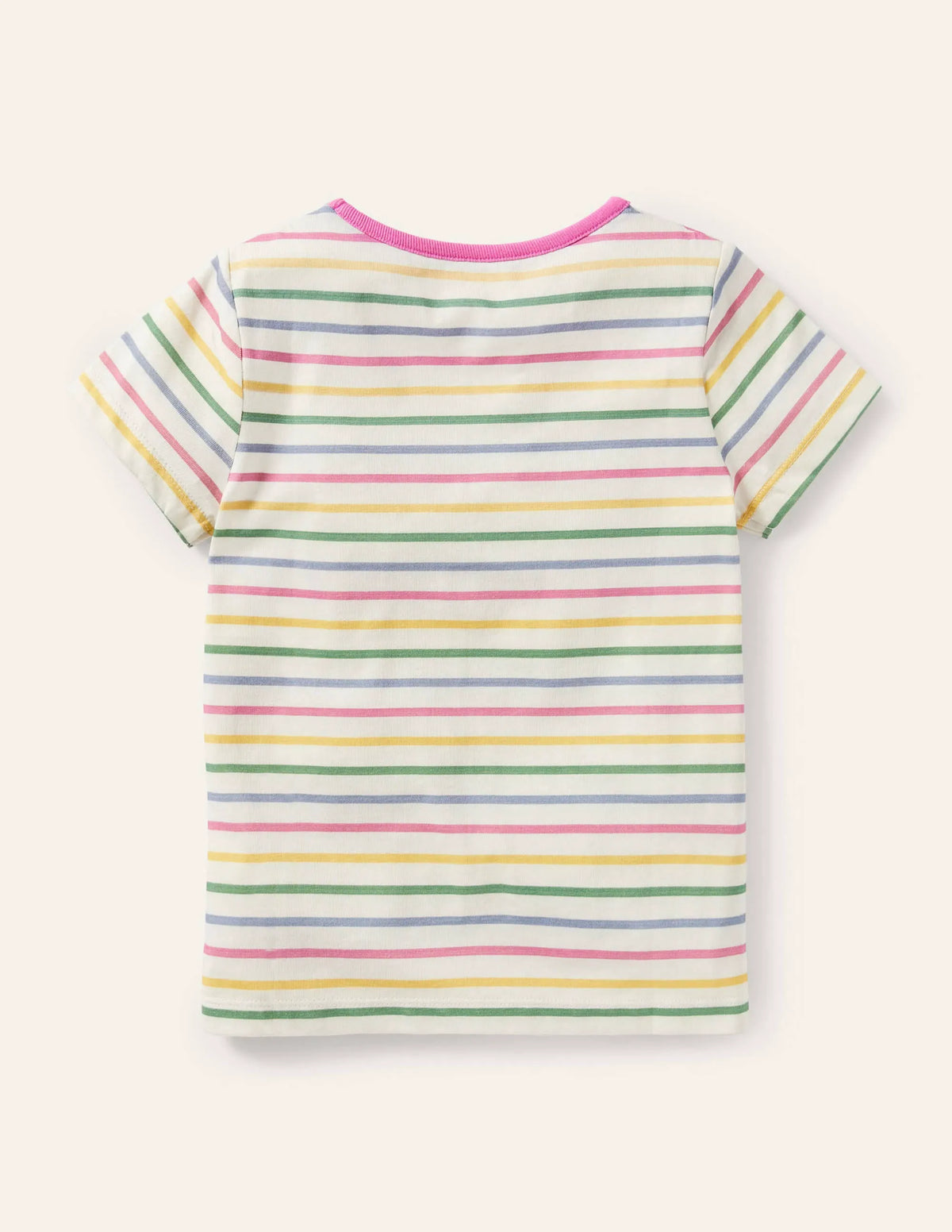 Stripy Logo T-Shirt-Ivory Multi Stripe Flowers