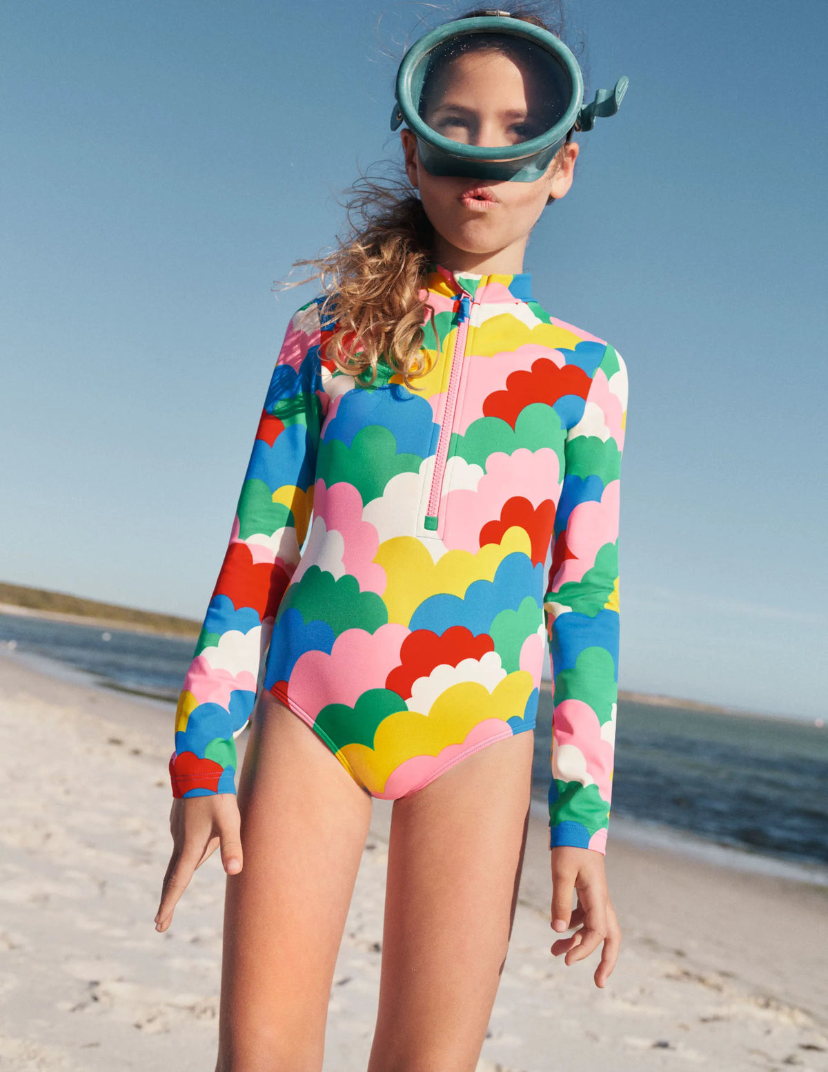 Long-sleeved Swimsuit-Multi Clouds