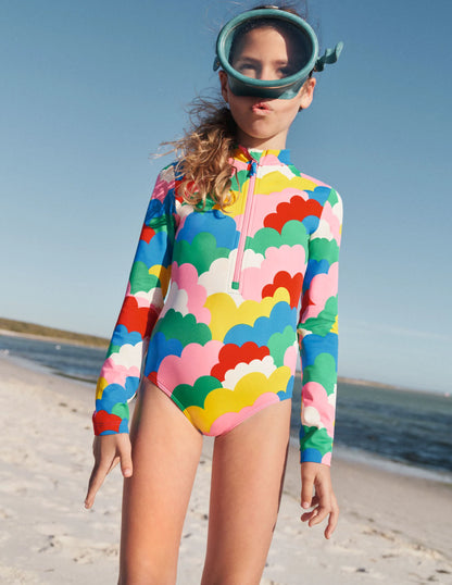 Long-sleeved Swimsuit-Multi Clouds