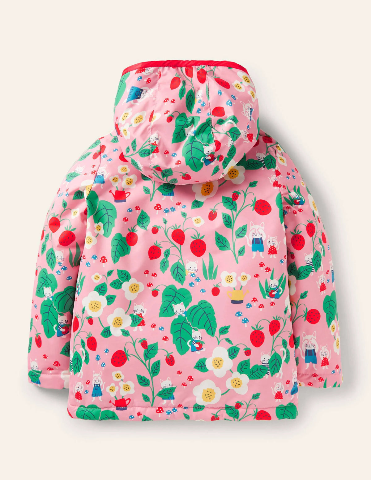 Jersey Lined Showerproof Coat-Pink Lemonade Strawberry Patch