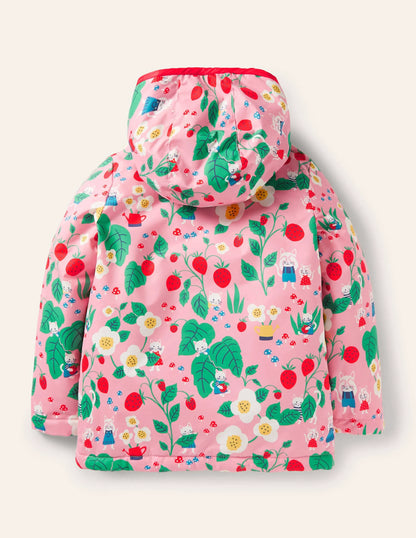 Jersey Lined Showerproof Coat-Pink Lemonade Strawberry Patch