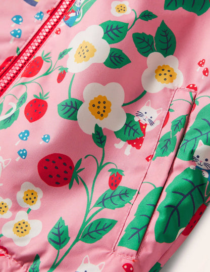 Jersey Lined Showerproof Coat-Pink Lemonade Strawberry Patch