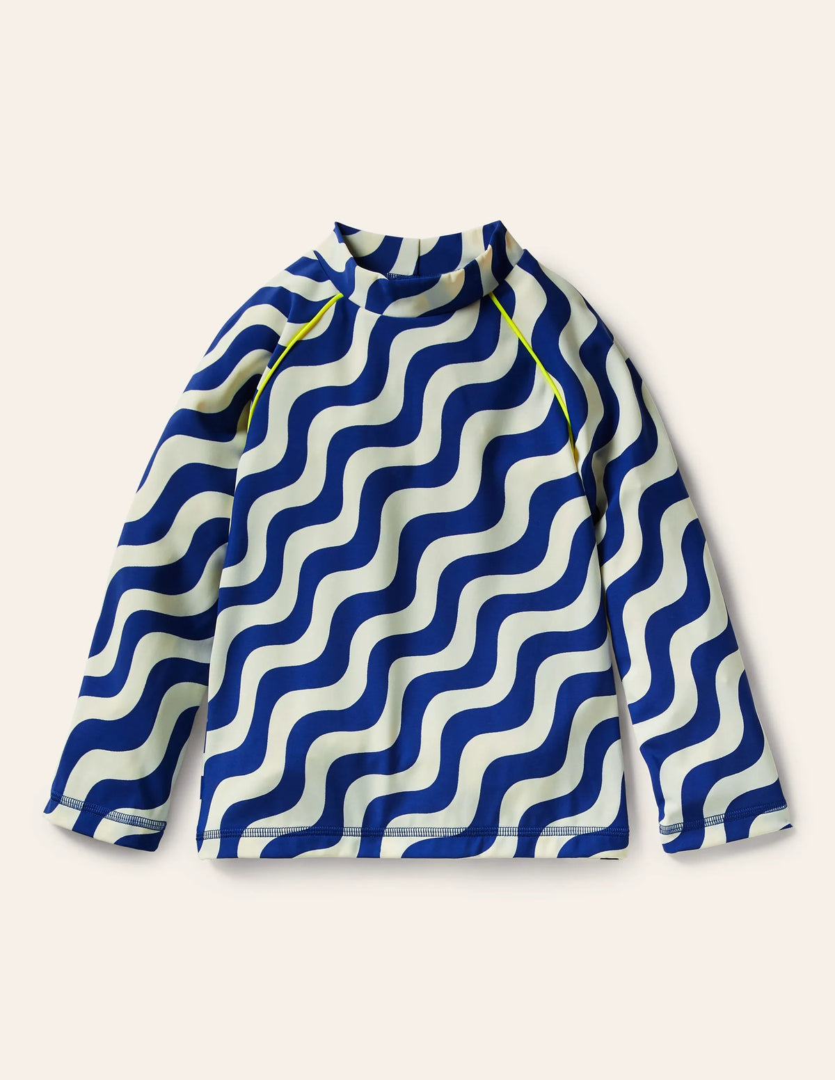 Patterned Rash Guard-Ivory/Blue Wave