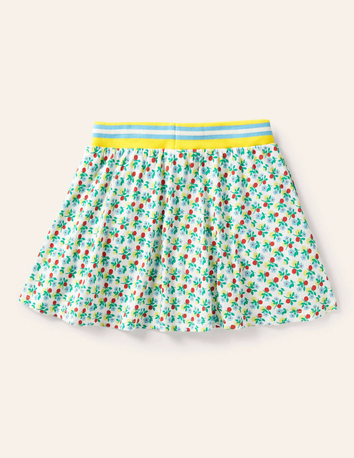 Printed Jersey Skort-Ivory Berry Blossom