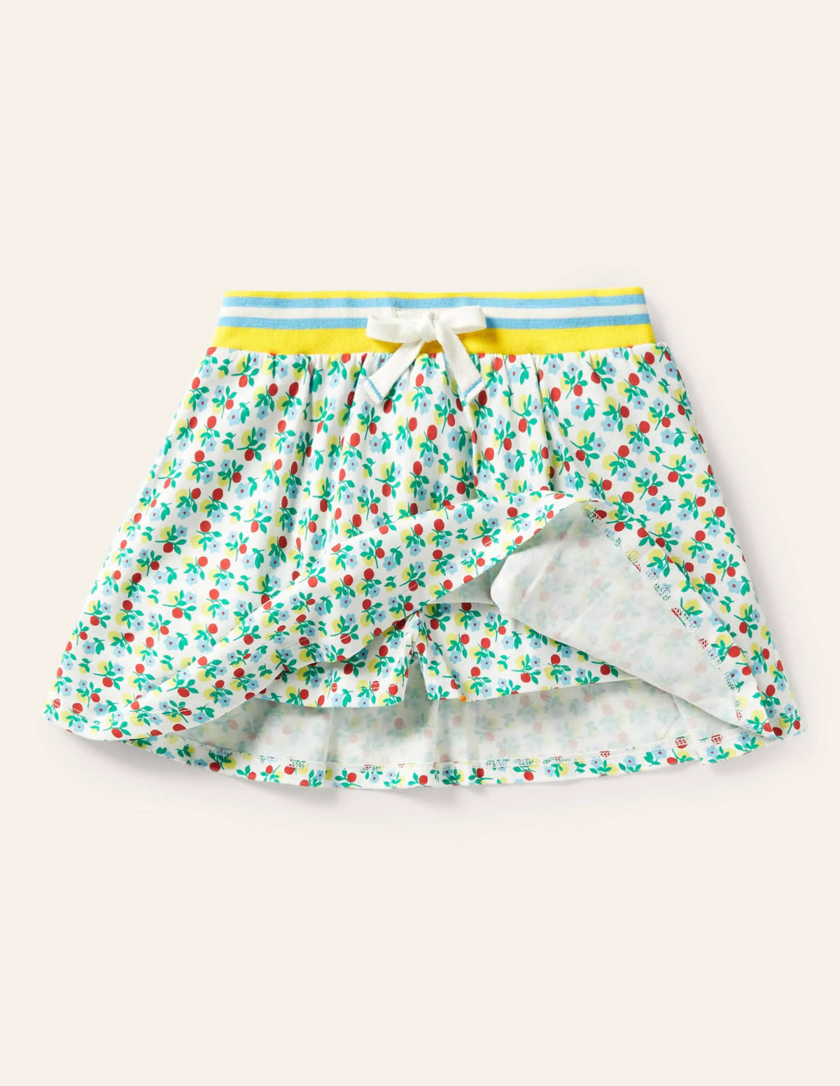 Printed Jersey Skort-Ivory Berry Blossom