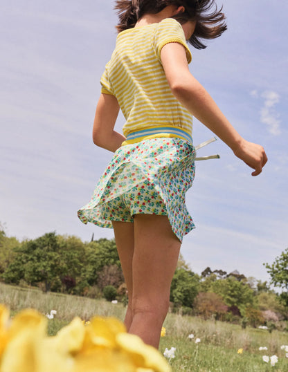 Printed Jersey Skort-Ivory Berry Blossom