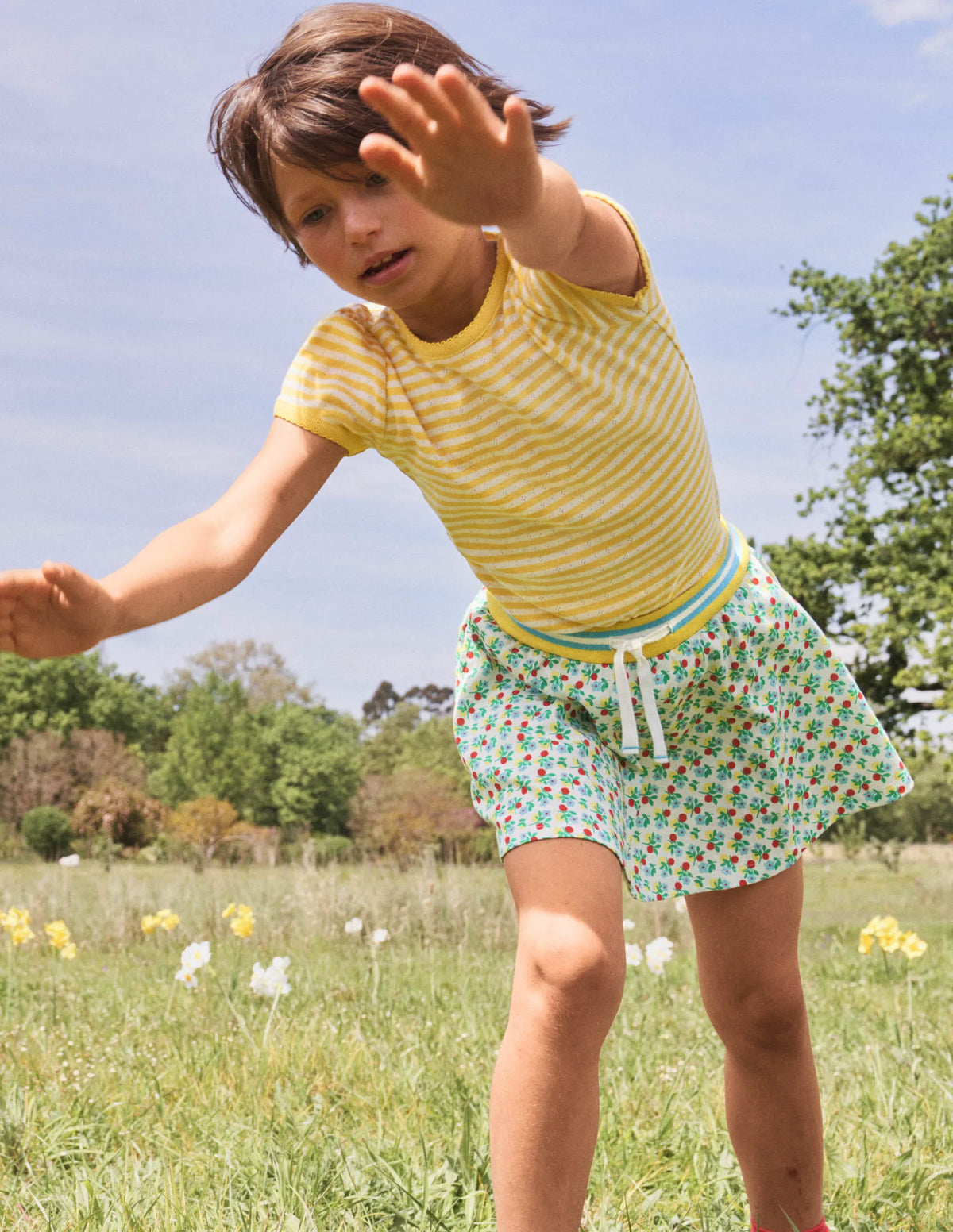 Printed Jersey Skort-Ivory Berry Blossom