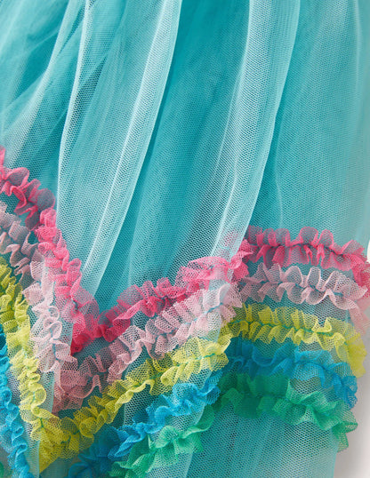 Tulle Rainbow Skirt-Aqua Blue Rainbows