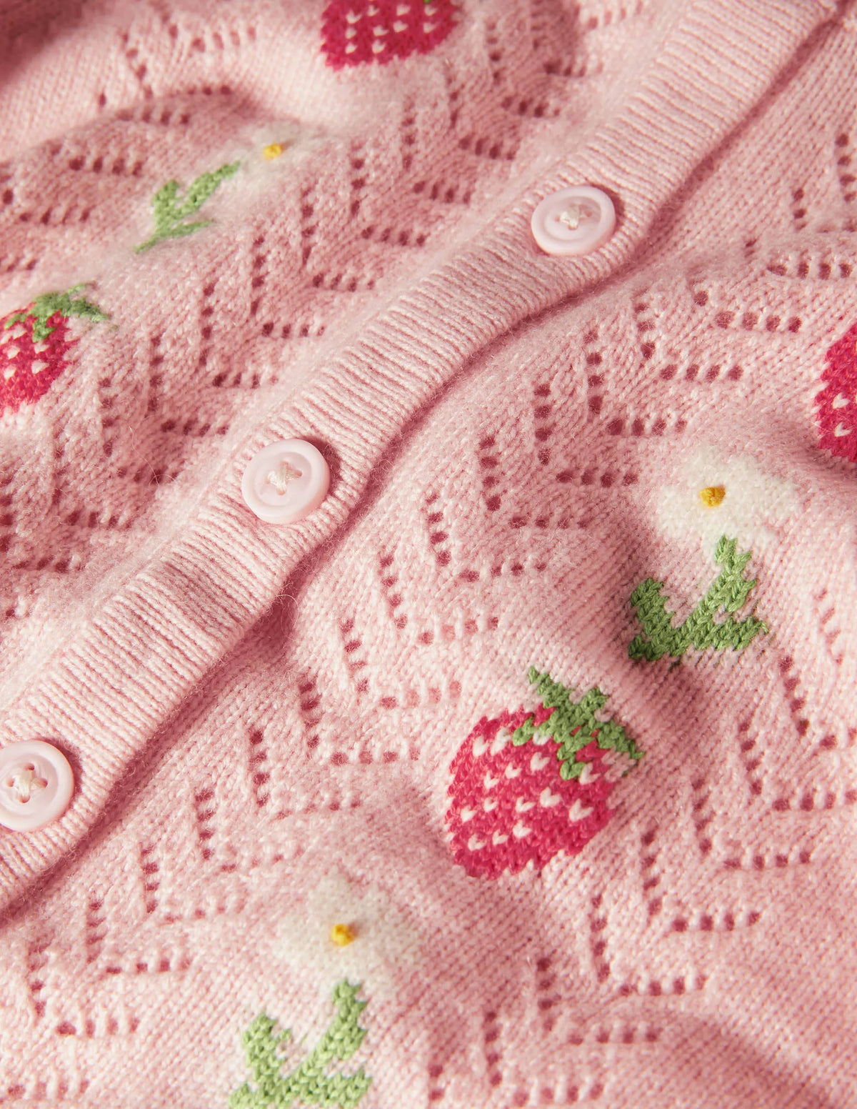 Cosy Pointelle Cardigan-Provence Pink Strawberries