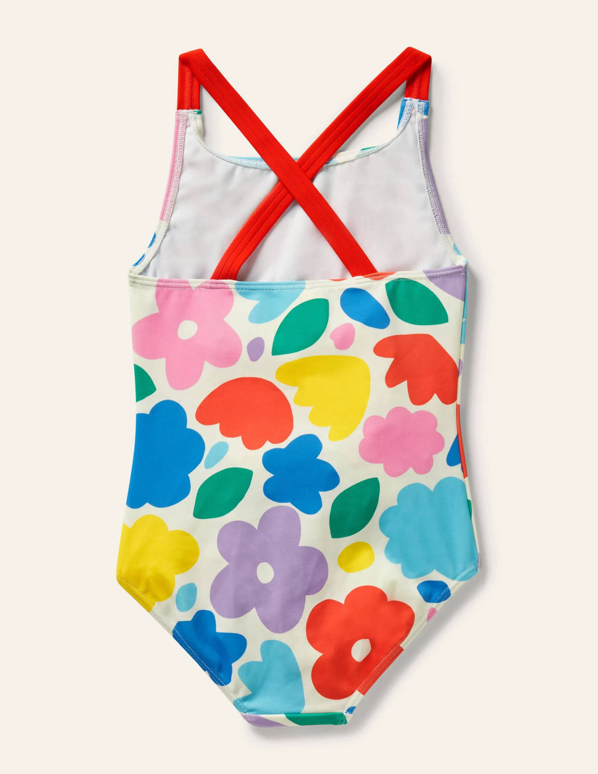 Cross-back Printed Swimsuit-Multi Painted Floral