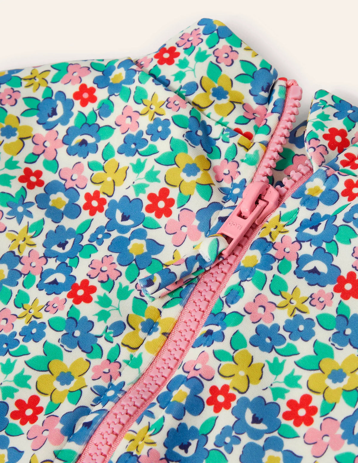 Long-sleeve Frilly Swimsuit-Elizabethan Blue Spring Floral